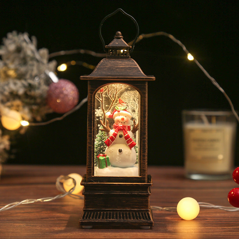 Nostalgische Weihnachtslaterne mit leuchtendem Schneemann Brehn
