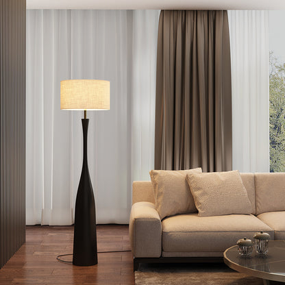 Elegante Skulpturale Holzstehlampe