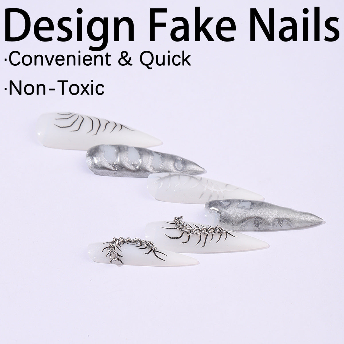 Kreatives Kunstnagelset mit eleganten floralen Designs und Metallic-Akzenten Brehn
