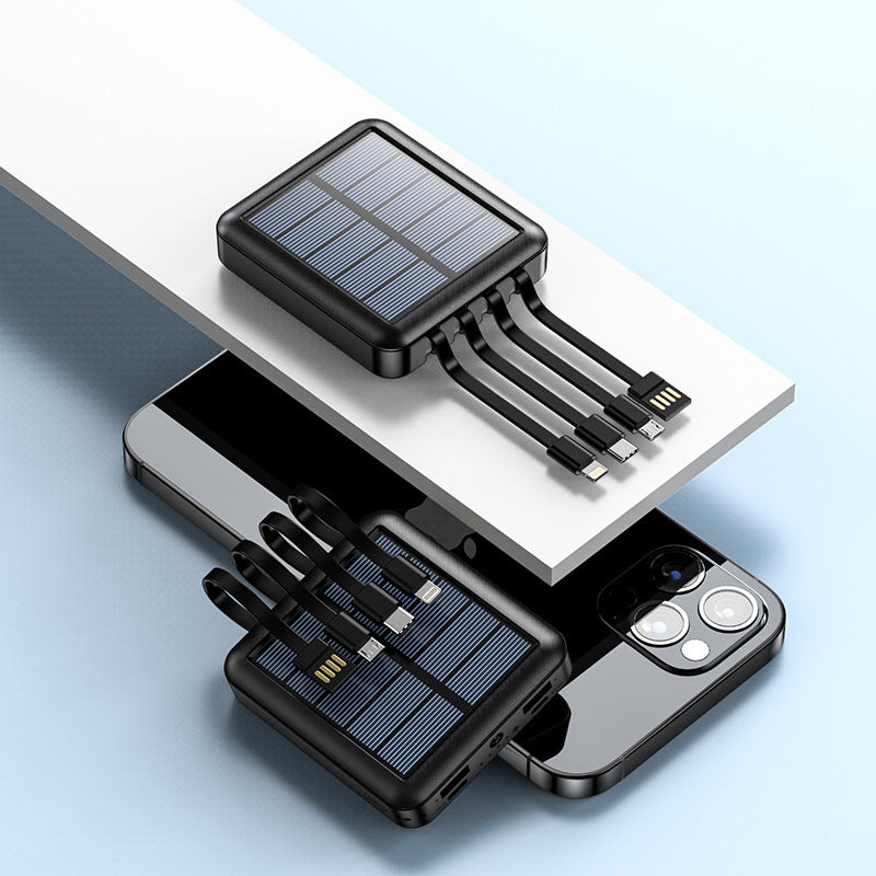 Tragbare Solar-Powerbank mit integrierten Ladekabeln und effizienter Schnellladefunktion Brehn