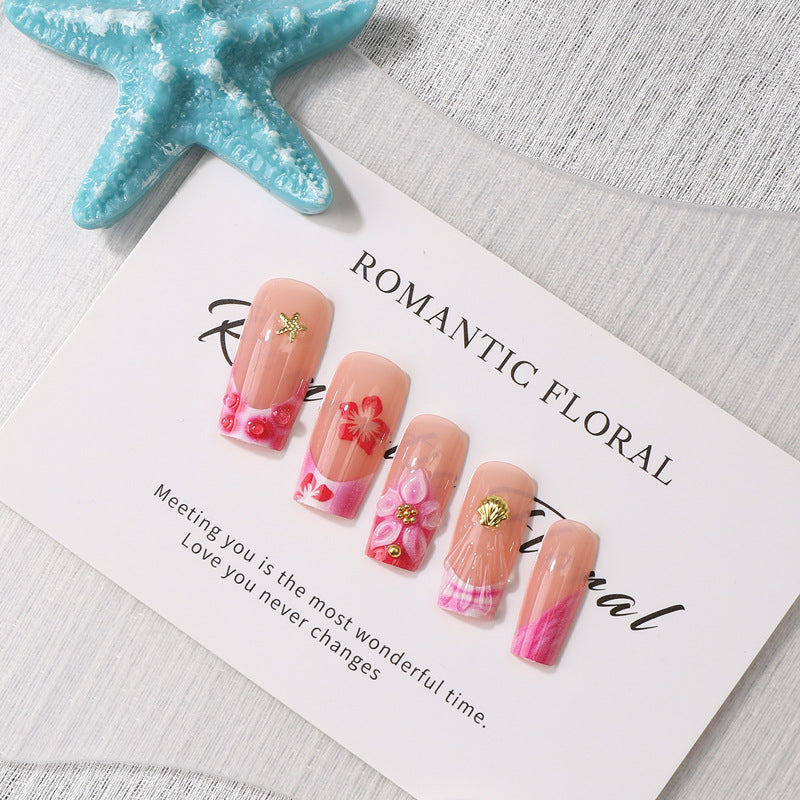 Romantisches florales Press-On-Nageldesign Brehn