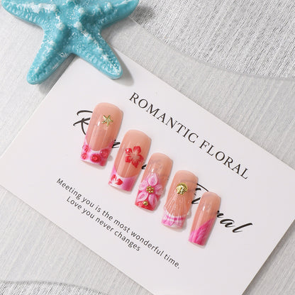 Romantisches florales Press-On-Nageldesign Brehn