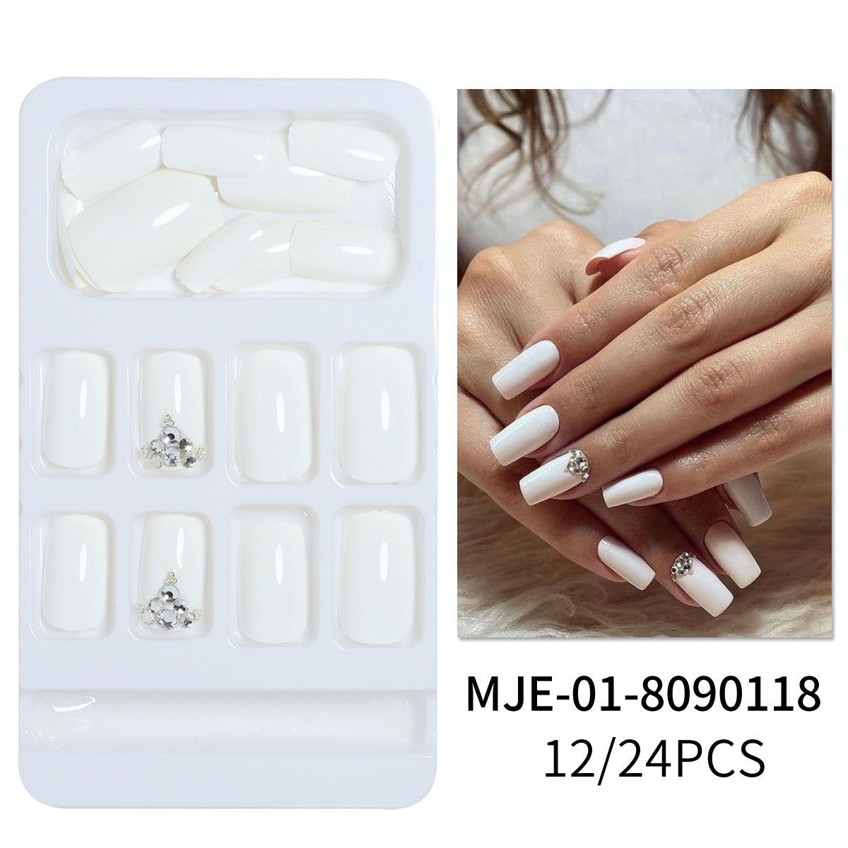 Luxus Press-On Nail Design mit Strass-Akzenten Brehn