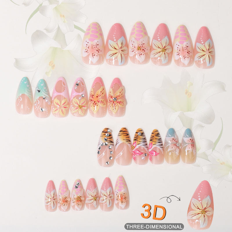 Tropisches Floral Press-On Nagelset Brehn