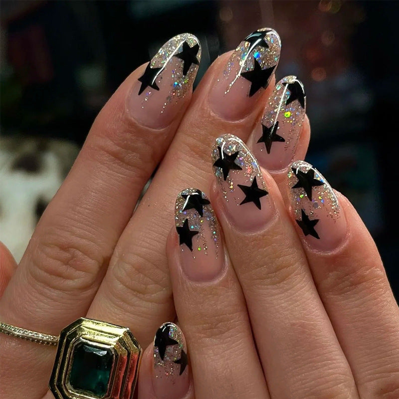 Stern-verzierte Press-On Nagelkunst Brehn