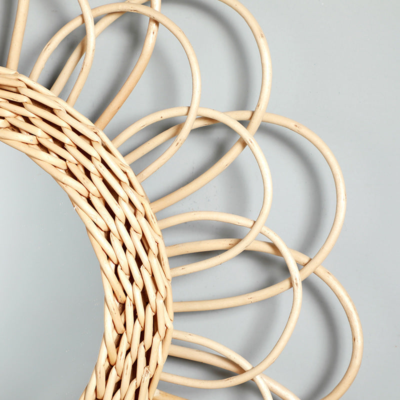 Eleganter Runder Wandspiegel Aus Natürlichem Rattan Brehn
