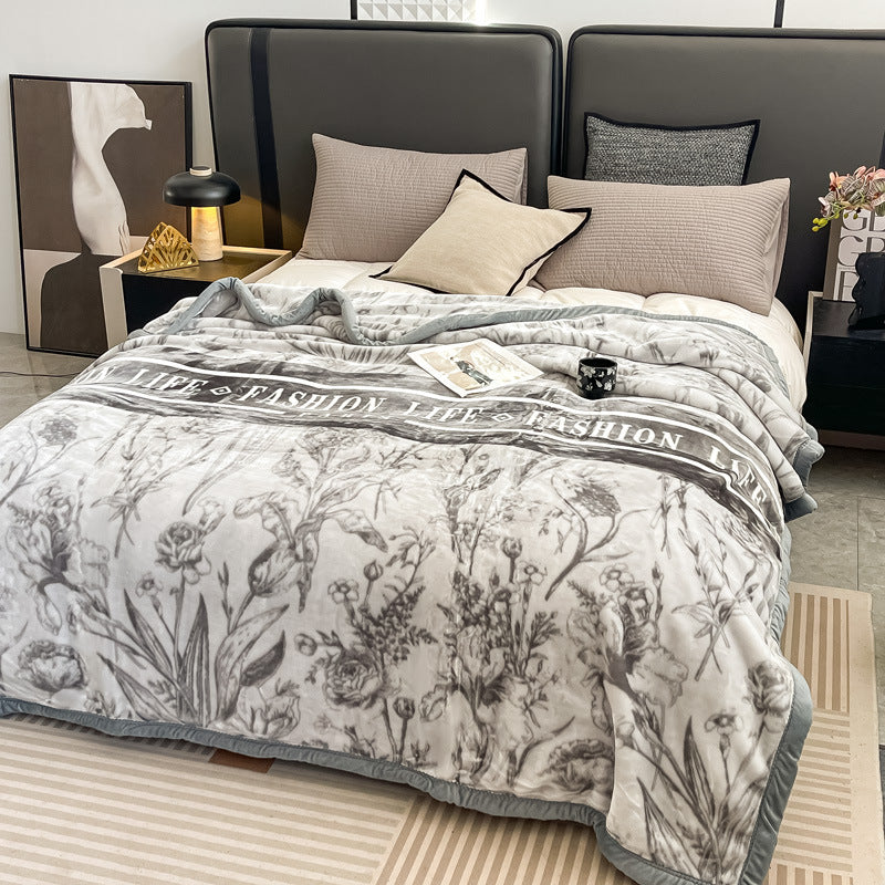 Blumengemusterte Fleece-Wurfdecke Brehn