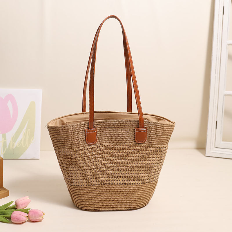 Elegante Bast-Tasche mit Lederakzenten Brehn