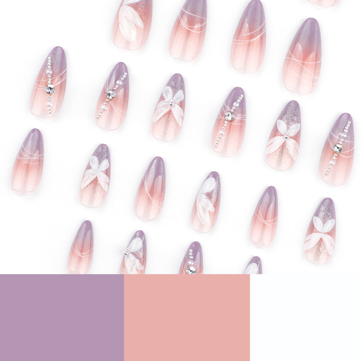Kunstvolle Nagelverlängerungen mit zarten Blumenmotiven Brehn