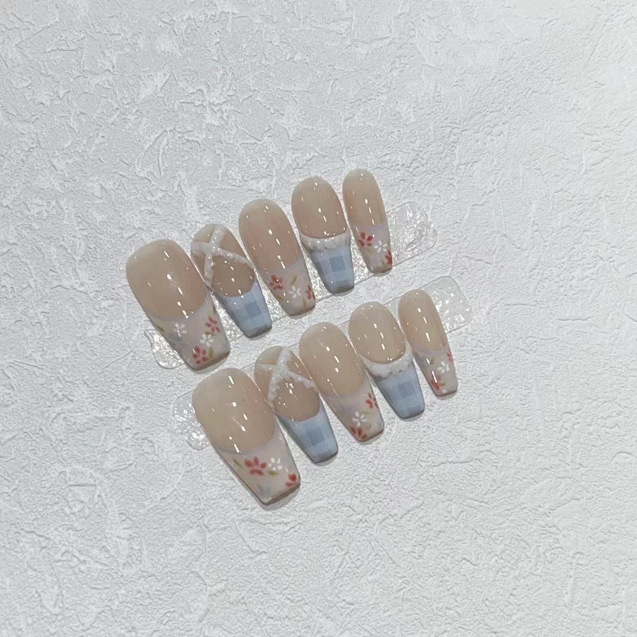 Florales Design Acryldruck-Nagelset Brehn