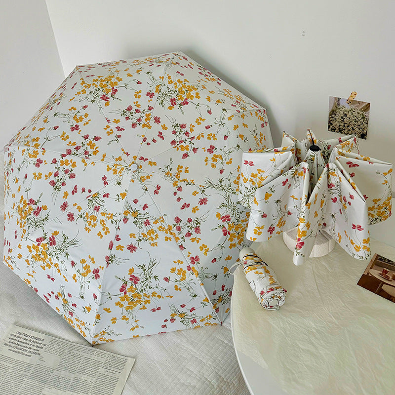 Damen Faltbarer Sonnenschutzschirm mit Blumendesign Brehn