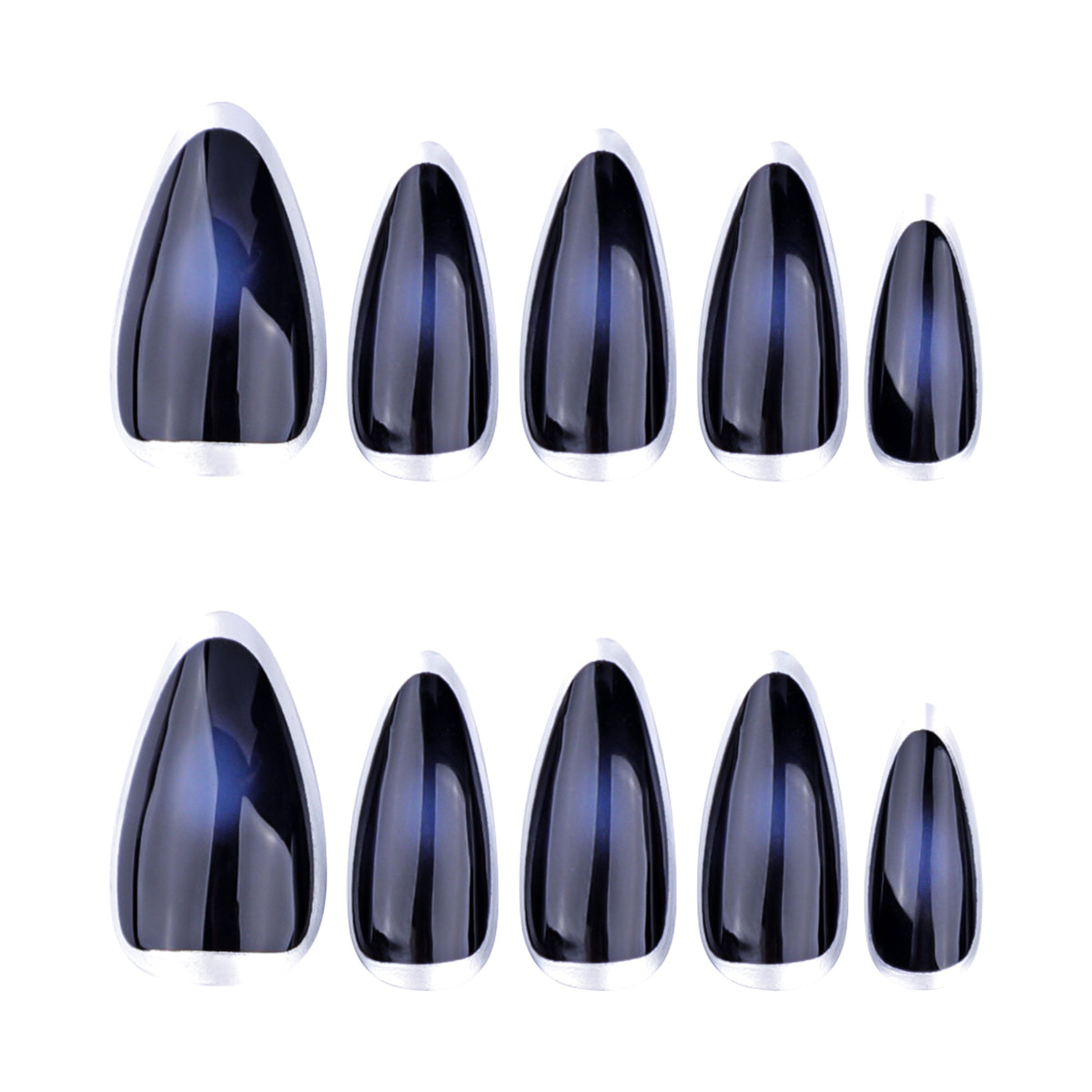 Kunstvolle Stiletto-Nägel mit Glamourösem Metallic-Finish Brehn