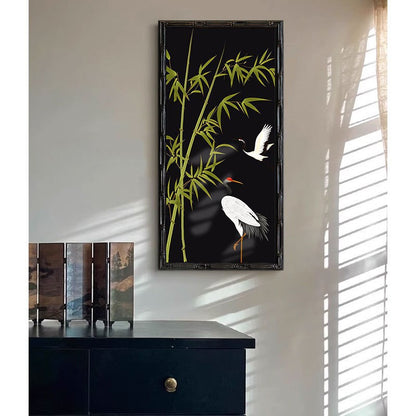 Bambus-inspiriertes gerahmtes Vogel Wandkunst