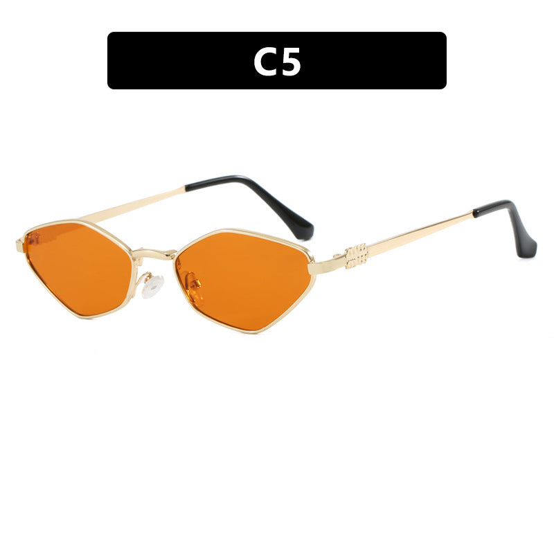 Damen geometrische Sonnenbrille mit glänzendem Metallrahmen und polarisierten Gläsern Brehn
