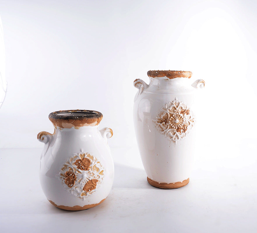 Elegante Keramikvase mit Ziermuster Brehn