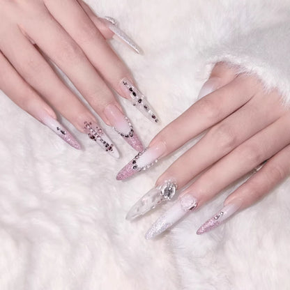 Glamouröse Dekorative Stiletto Druck-On Nagelverlängerungen