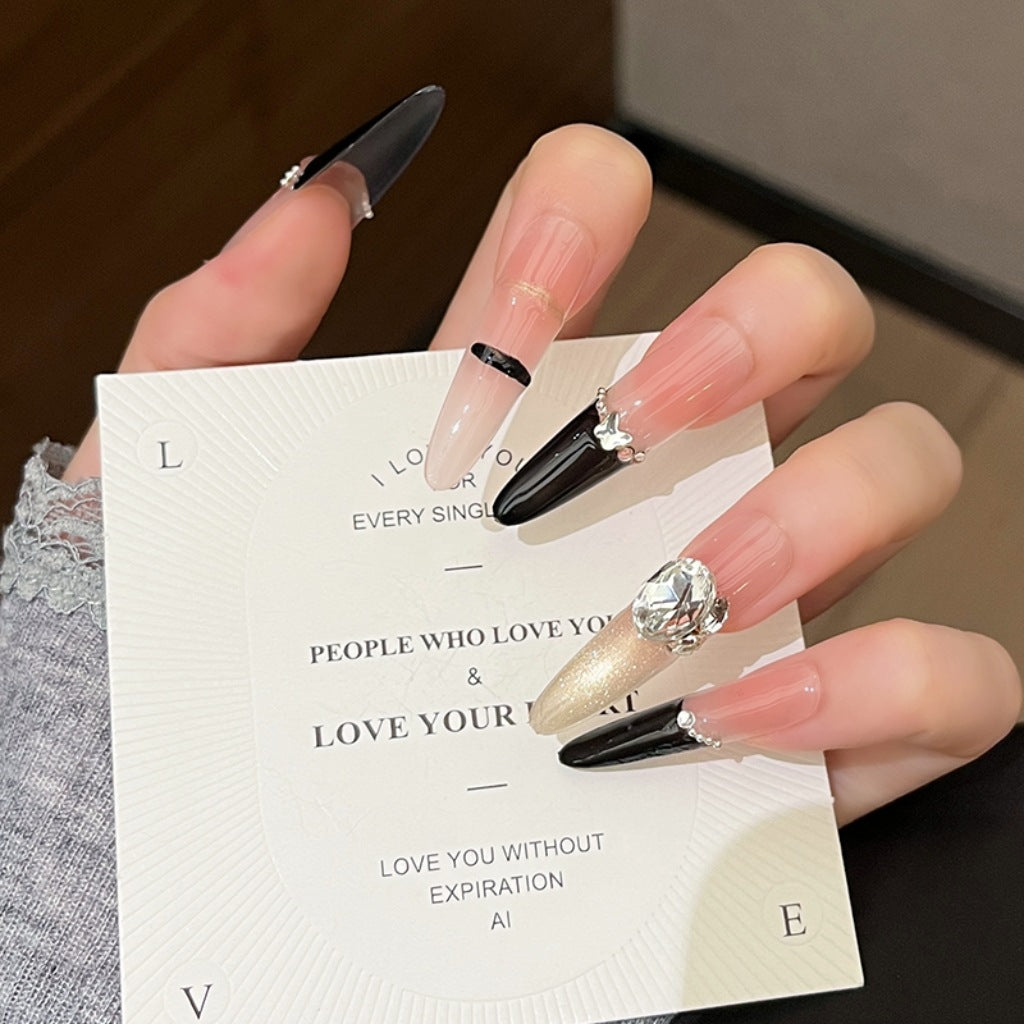 Premium Strass-beschmückte Press-On Nagelverlängerungen Brehn