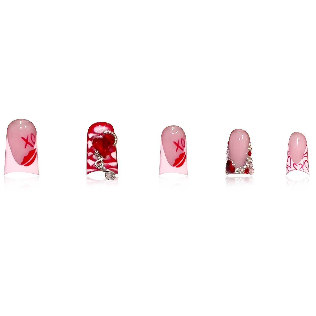 Romantisches Herz-Themen Press-On Nagelkunst Set Brehn