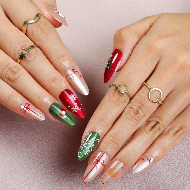 Festliches Weihnachts-Themen Press-On Nagelkunst Set
