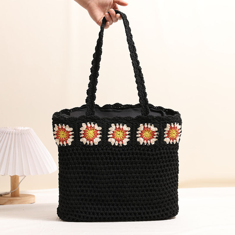 Damen Handgefertigte Tragetasche mit floralen Applikationen Brehn