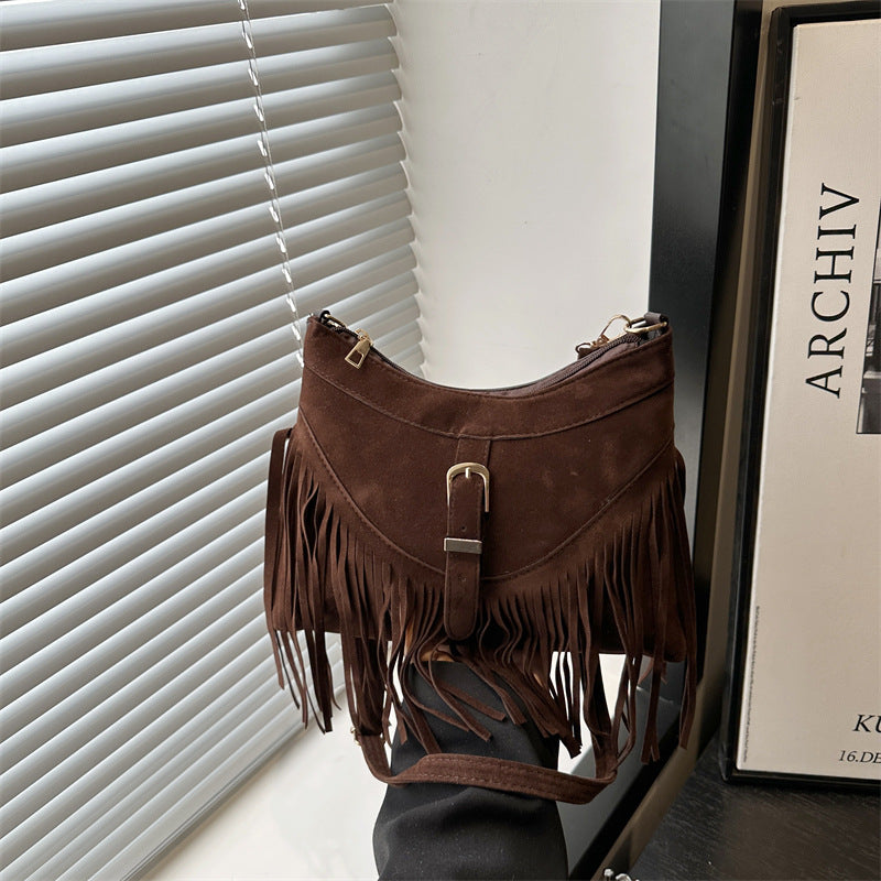 Fransierte Wildleder-Handtasche