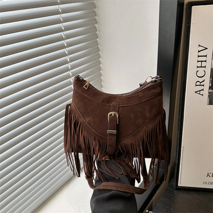 Fransierte Wildleder-Handtasche