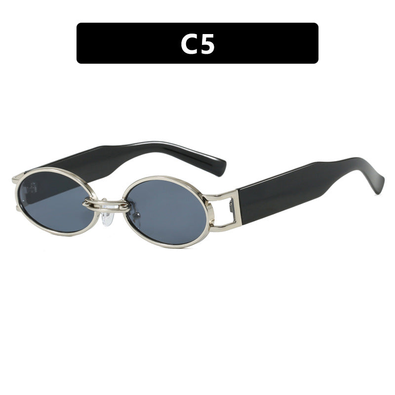 Damen ovalförmige Sonnenbrille mit goldenen Akzenten und stylischem Rahmen Brehn