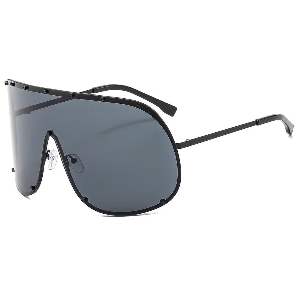 Damen futuristische Sonnenbrille mit großem Rahmen und innovativem Design Brehn