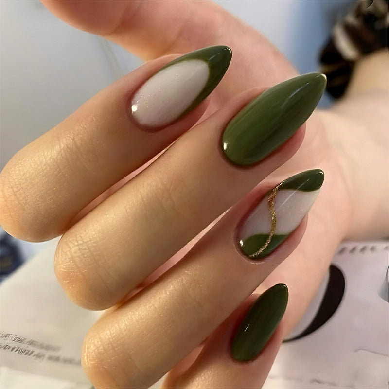 Künstlerisches Press-On-Nagelset mit elegantem geometrischen Design Brehn