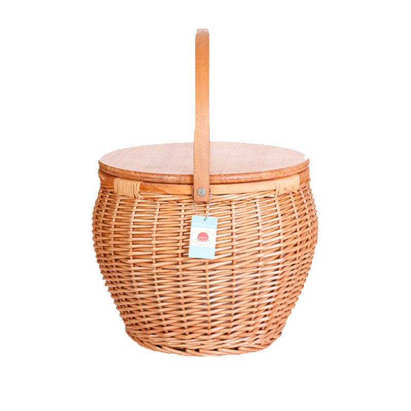 Damen Picknickkorb aus hochwertigem Naturmaterial mit robustem Holzdeckel Brehn