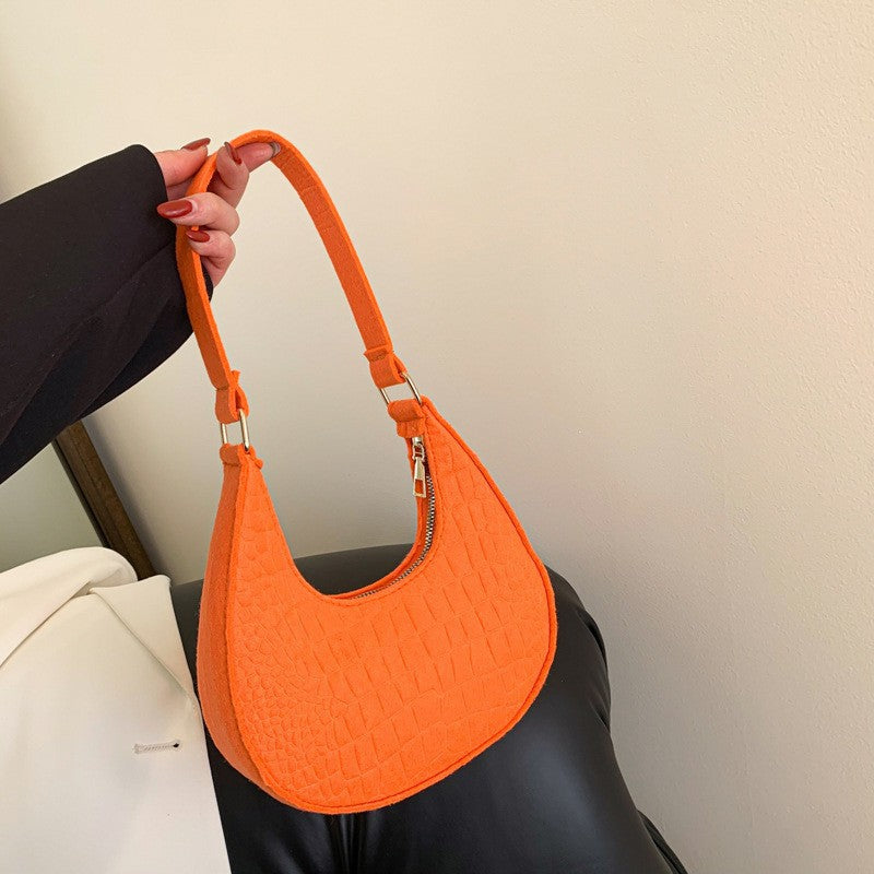 WoCrocodile-Textur Handheld Hobo Tasche Brehn