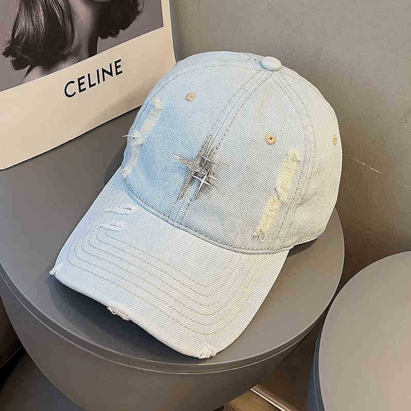 Unisex Zerrissene Denim-Baseballmütze Brehn 1784188338
