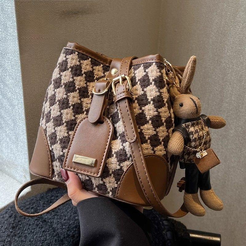 Stylische kariert Bucket Bag Brehn