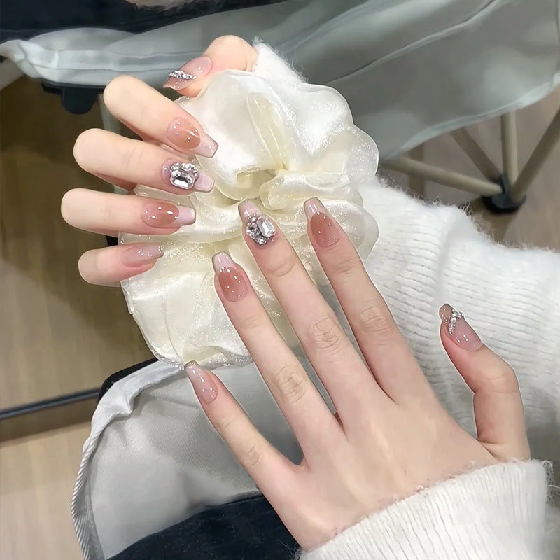 Premium Ombre Press-On Nail Set mit Strassakzenten Brehn