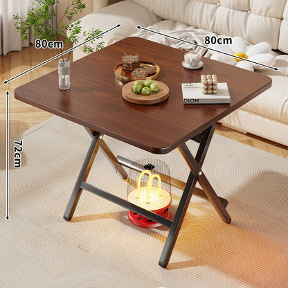 Faltbarer quadratischer Kaffee- und Beistelltisch mit Marmor-Effekt-Top und zusammenklappbarem X-Beinrahmen