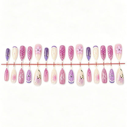 Künstlerisches Floral Press-On Nails Set
