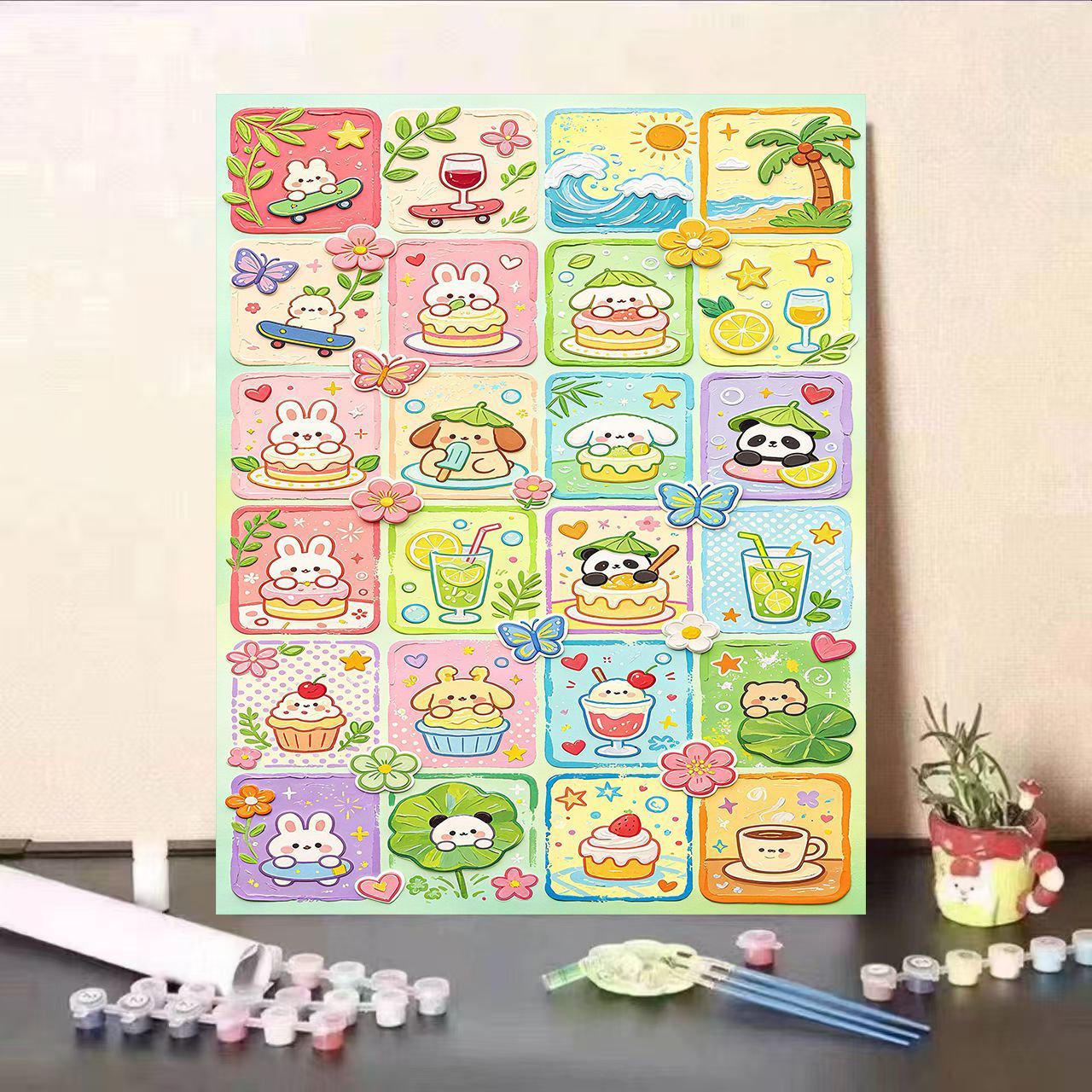 Buntes tierisches DIY Malen nach Zahlen Set Brehn