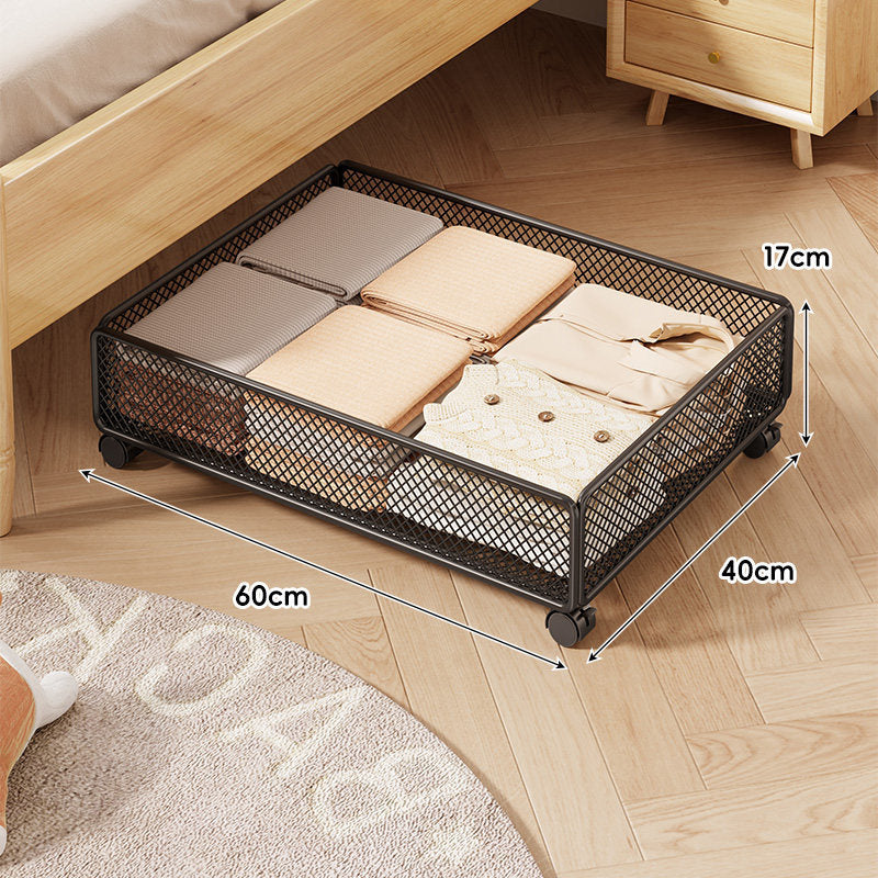Niedrigprofil-Rollender Unter-Bett-Mesh-Aufbewahrungsdrawer mit verriegelbaren Rollen