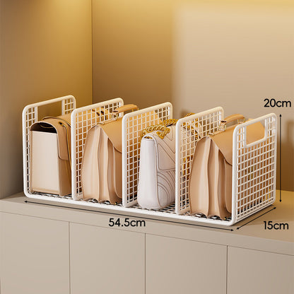 Metallgitter-Handtaschen- und Geldbörsen-Organizer-Regal mit vertikalen Trennwänden