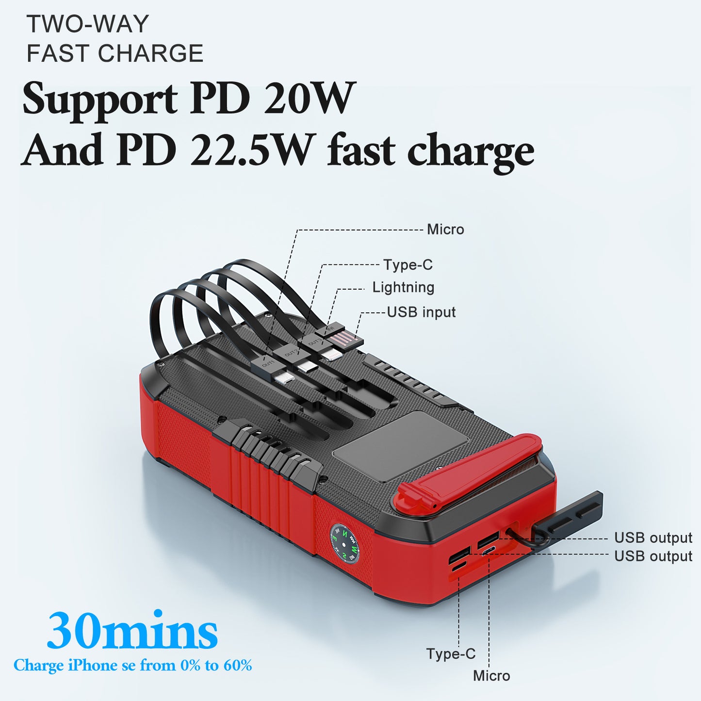 Solar Powerbank mit 66800Mah und LED-Lampe Brehn