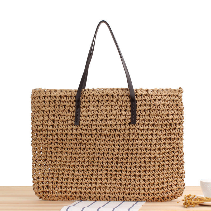 Handtasche Aus Handgewebtem Naturmaterial mit Robusten Griffen Brehn