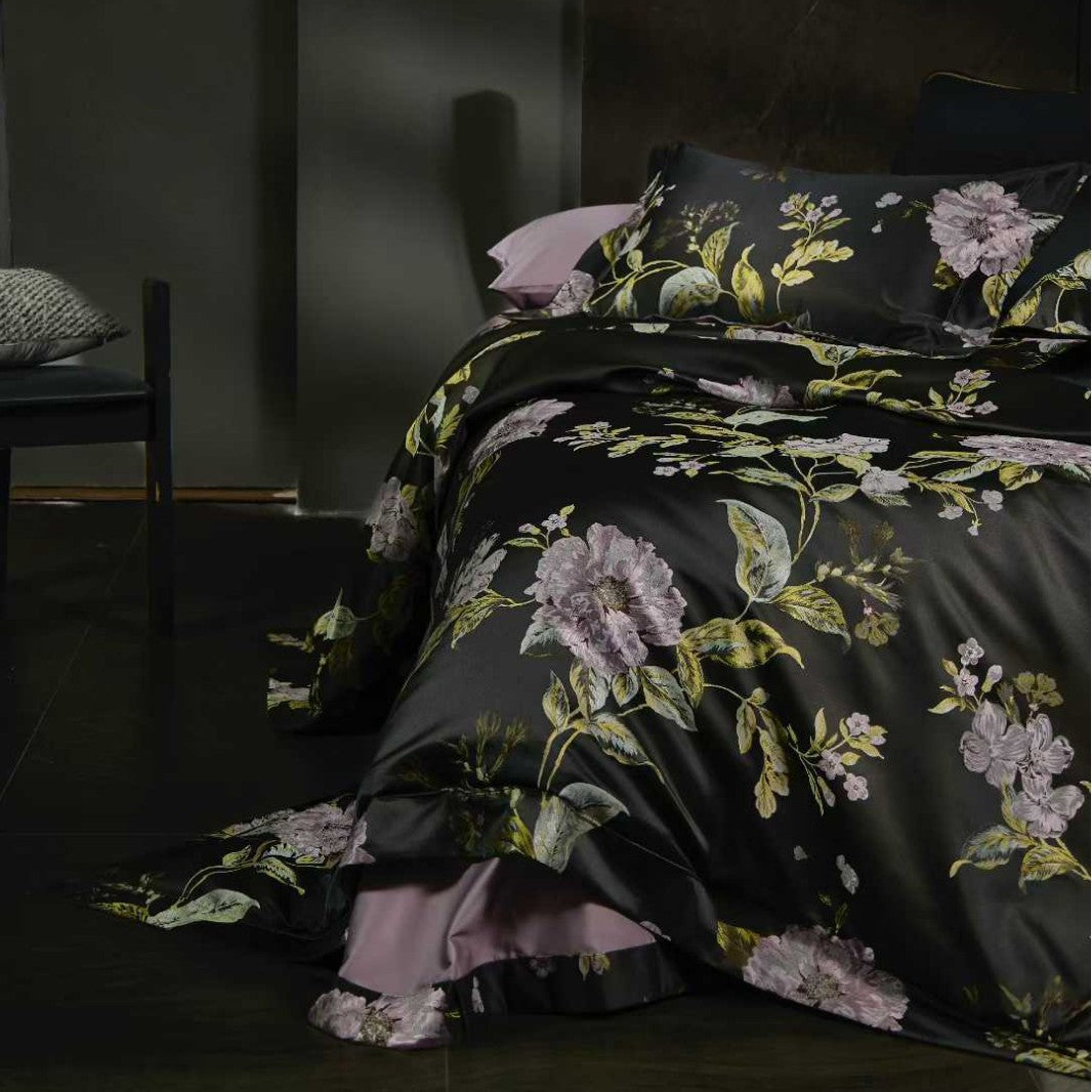 Luxuriöser Floral Satin Bettwäsche Bettbezug Set