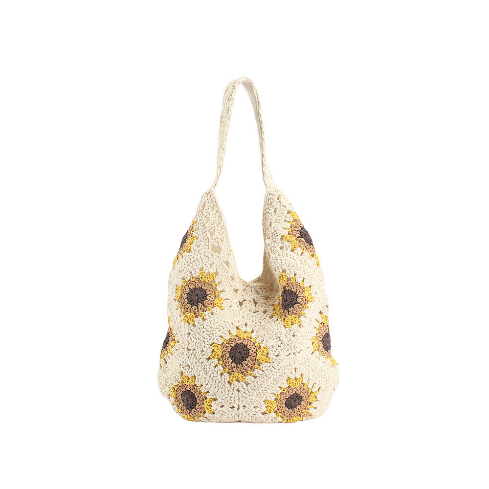 Handgefertigte Häkel Tasche mit Sonnenblumenmuster Brehn