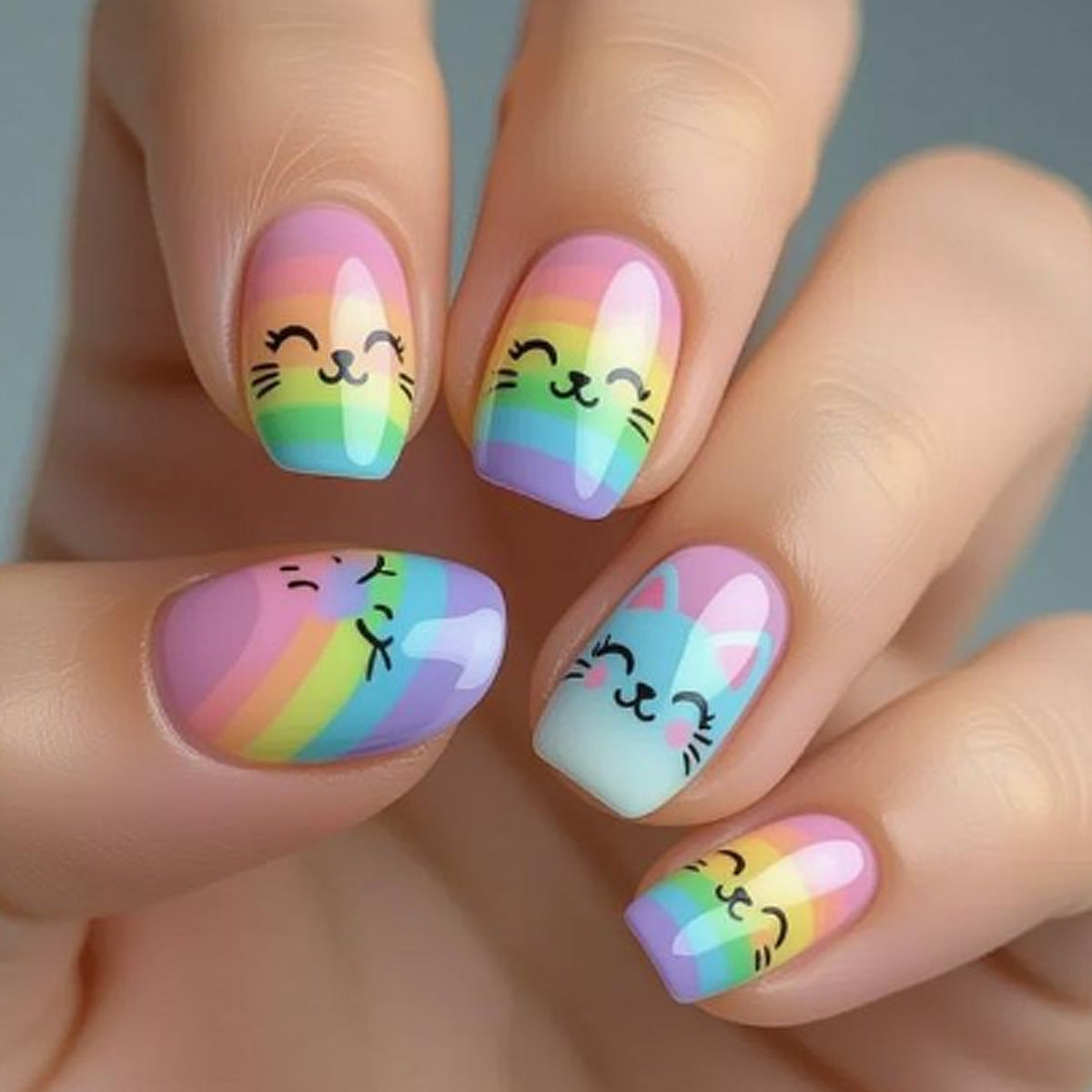 Kreatives katzeninspiriertes Nagelkunstset Brehn