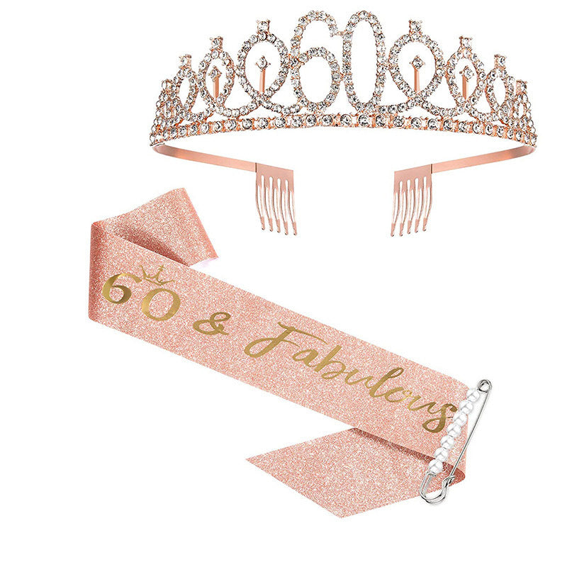 Damen Glitzernde Tiara mit personalisiertem 80. Geburtstagsschriftzug Brehn