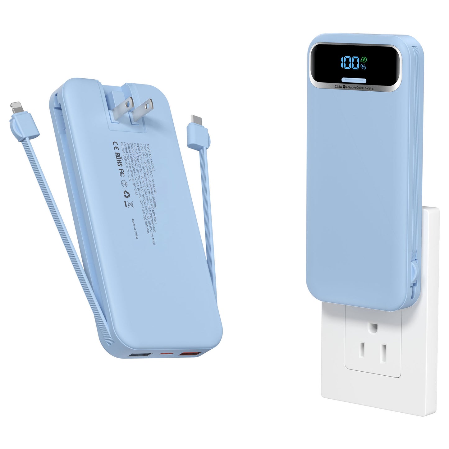 Powerbank mit Integriertem Ladegerät und Lcd-Display Brehn