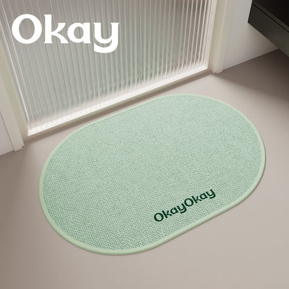Non-Slip Oval Entrance Door Mat with Absorbent Loop Pile