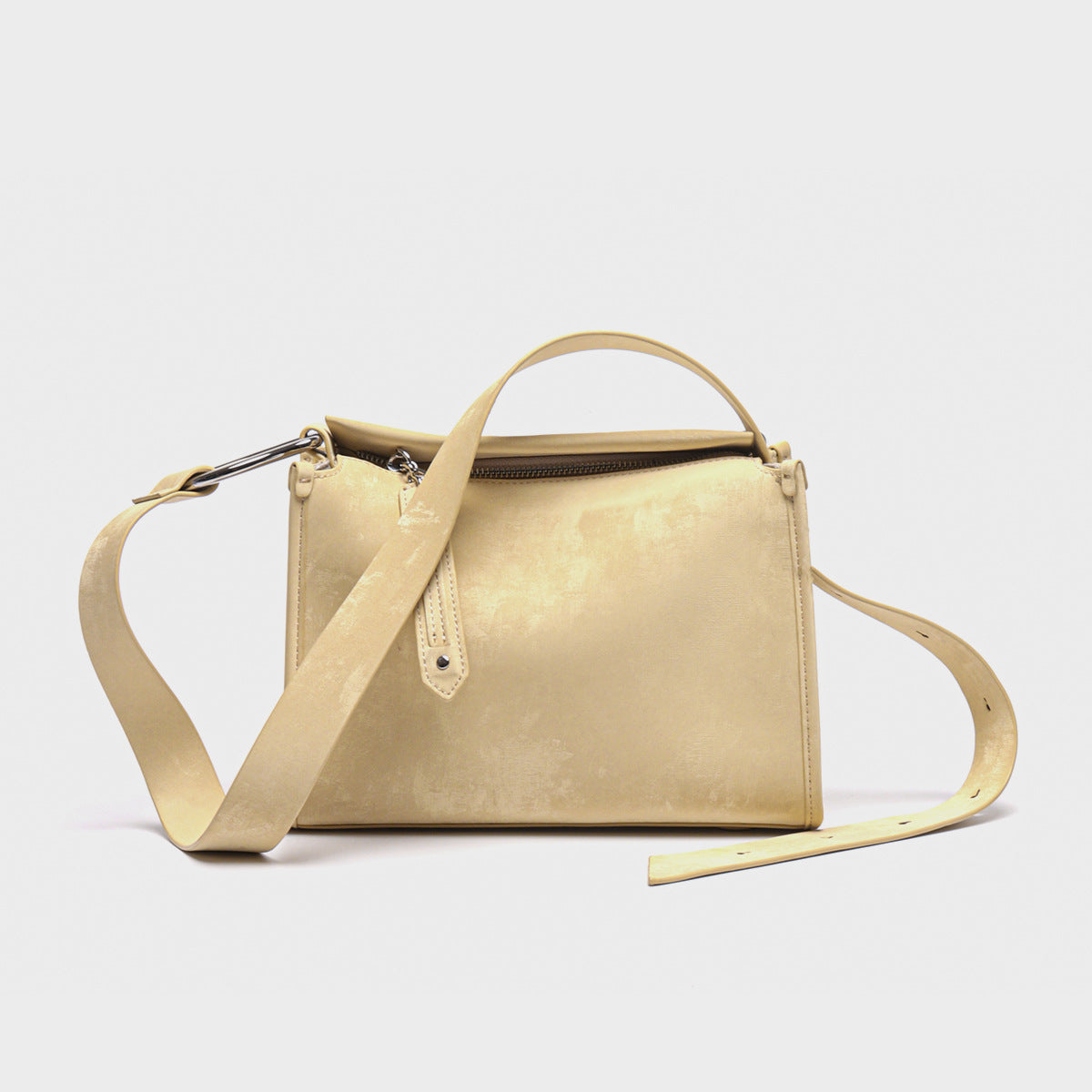 Minimalistische Strukturierte Rechteckige Top-Handle Crossbody Tasche mit Verstellbarem Träger