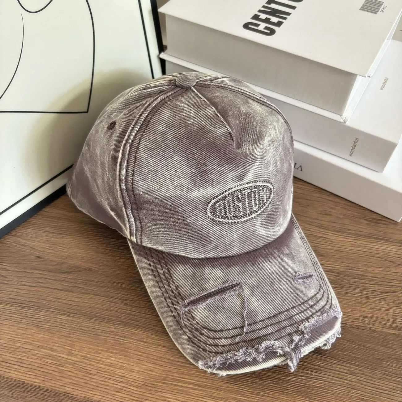 Männer Distressed Denim Effekt Baseballmütze Brehn