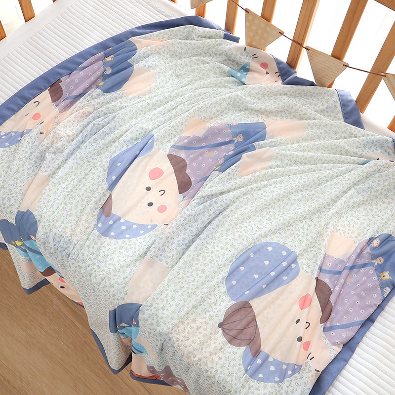 Unisex nan kuschelige Babybettdecke aus Baumwollmusselin mit atmungsaktiver Füllung und satiniertem Rand Brehn
